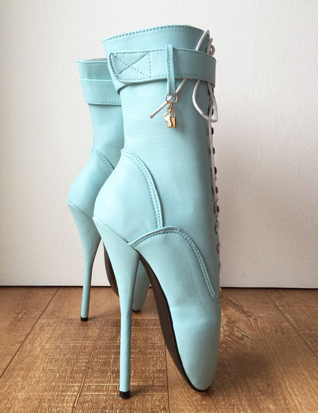 18cm Fetish Ballet BDSM Calf Pointe Boot Charm Burlesque Tiffany Blue Mint