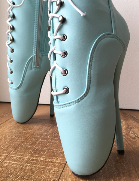 18cm Fetish Ballet BDSM Calf Pointe Boot Charm Burlesque Tiffany Blue Mint