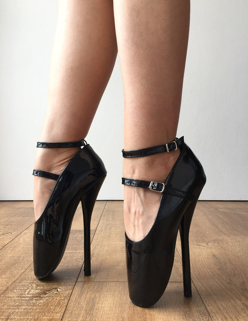 20cm Genuine Patent Leather Stiletto Platform Fetish Ankle Strap