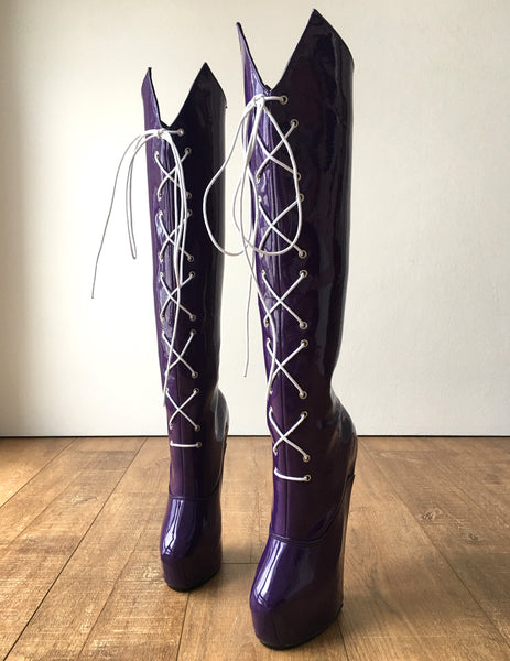 RTBU SATURN Sailor Moon Cosplay Anime Boot Knee Heelless Pony Hoof Patent Purple