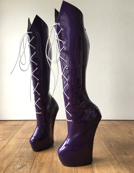 RTBU SATURN Sailor Moon Cosplay Anime Boot Knee Heelless Pony Hoof Patent Purple