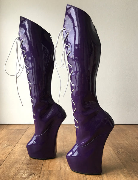 RTBU SATURN Sailor Moon Cosplay Anime Boot Knee Heelless Pony Hoof Patent Purple
