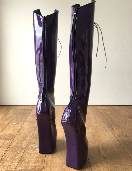RTBU SATURN Sailor Moon Cosplay Anime Boot Knee Heelless Pony Hoof Patent Purple