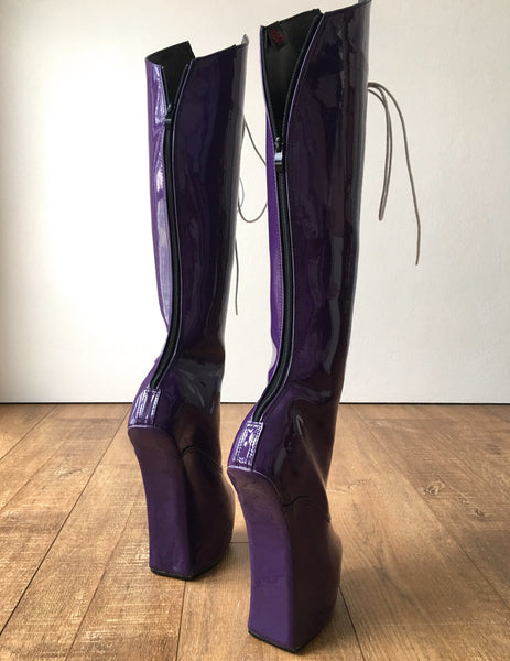 RTBU SATURN Sailor Moon Cosplay Anime Boot Knee Heelless Pony Hoof Patent Purple
