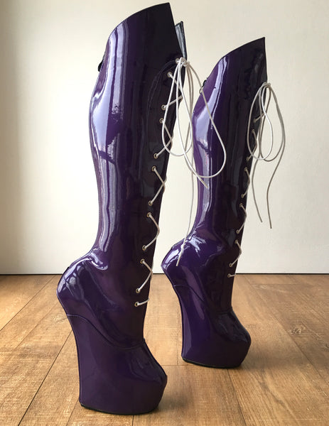 RTBU SATURN Sailor Moon Cosplay Anime Boot Knee Heelless Pony Hoof Patent Purple
