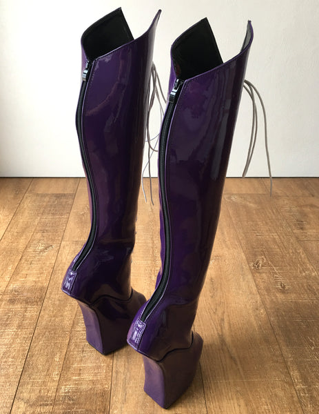 RTBU SATURN Sailor Moon Cosplay Anime Boot Knee Heelless Pony Hoof Patent Purple