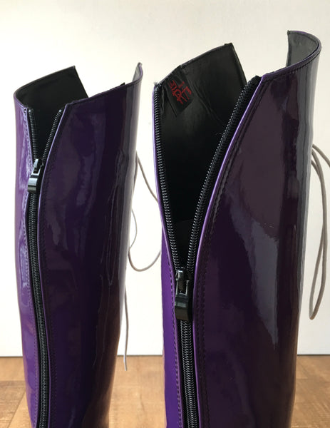 RTBU SATURN Sailor Moon Cosplay Anime Boot Knee Heelless Pony Hoof Patent Purple