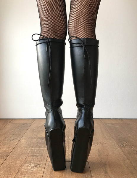 RTBU SATURN Cosplay Anime Knee Hi Heelless Pony Hoof Boots Black Matte