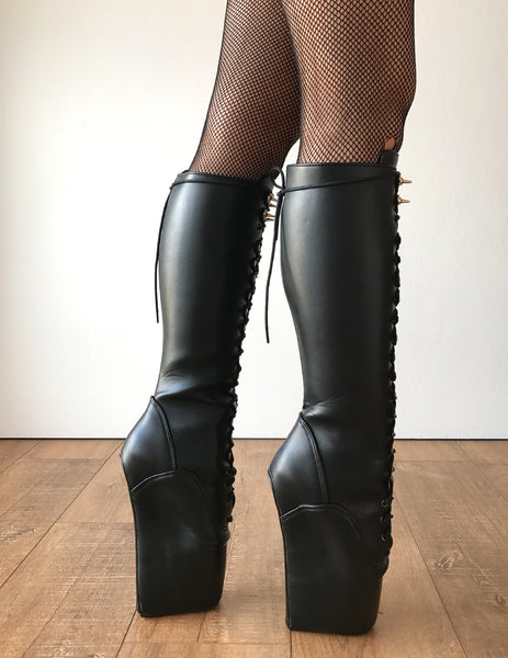 RTBU SATURN Cosplay Anime Knee Hi Heelless Pony Hoof Boots Black Matte