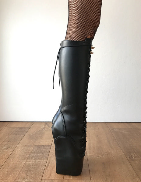 RTBU SATURN Cosplay Anime Knee Hi Heelless Pony Hoof Boots Black Matte