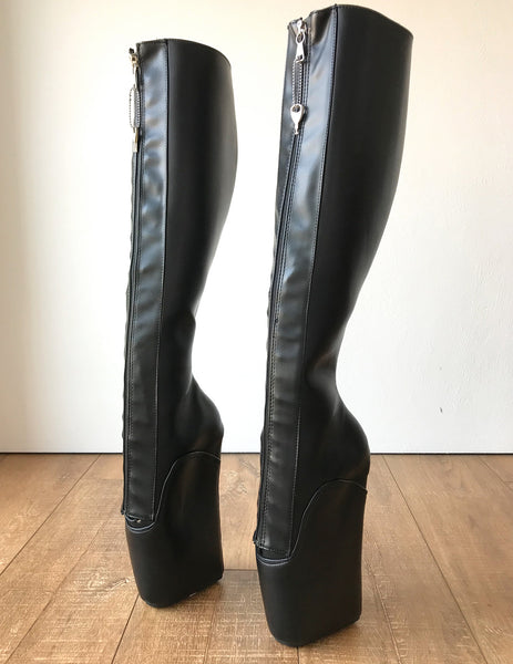 RTBU SECRET W Ballet Wedge Training Boot Hoof Heelless Zip Black Matte