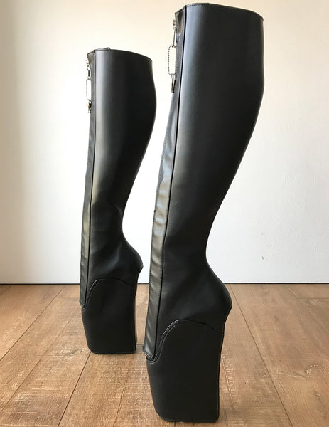 RTBU SECRET W Ballet Wedge Training Boot Hoof Heelless Zip Black Matte