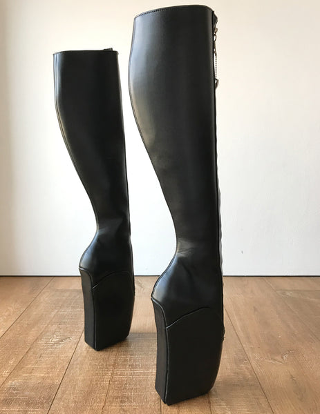RTBU SECRET W Ballet Wedge Training Boot Hoof Heelless Zip Black Matte