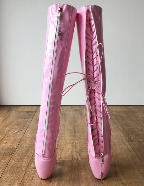 Secret II Ballet Pointe Boots Fetish Pinup Ballet Lockable Zipper Light Pink