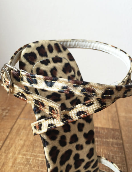 SERINA 18cm Stiletto Fetish Sandal Sexy Mistress Tie Strap Cheetah Leopard