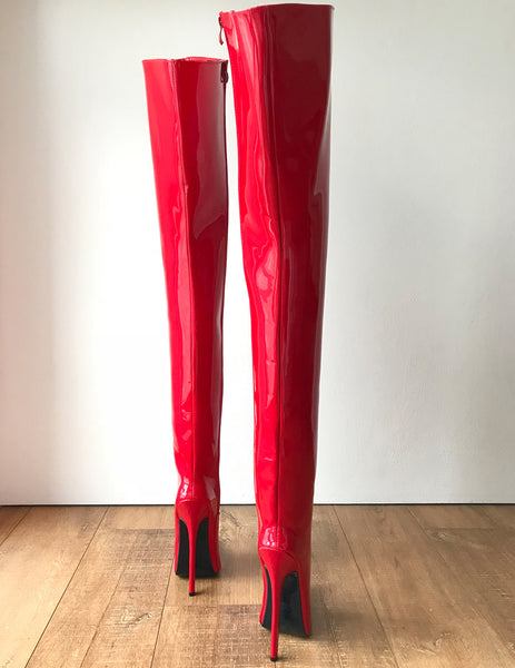 RTBU STIGMA Hard Shaft Customized Crotch Hi 18cm Stiletto Boot Red Patent