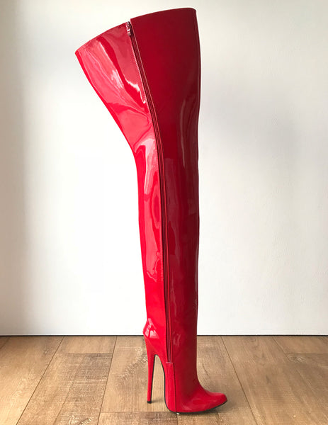 RTBU STIGMA Hard Shaft Customized Crotch Hi 18cm Stiletto Boot Red Patent