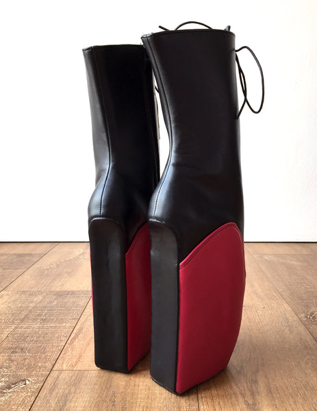 BEGIN II Ballet Wedge Hoof Sole Heelless Fetish Pointe Training Black Red Matte