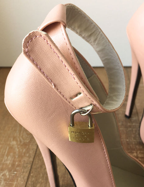 RTBU KAJA Lockable Brass Padlock Wrap Strap Fetish 18cm Stiletto Pump Mistress
