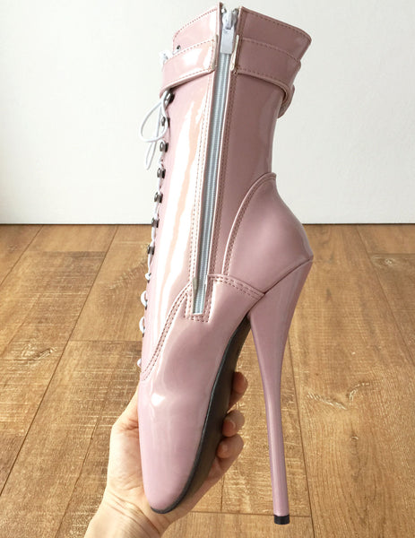 RTBU Metallic TASSEL Fetish Ballet Burlesque Pointe Boot Pearlescent Gold Pink