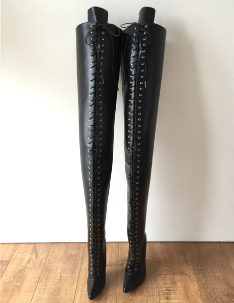 RTBU 95CM Hard Shaft Crotch Hi Laceup 18cm Stiletto Boots Personalized Shaft