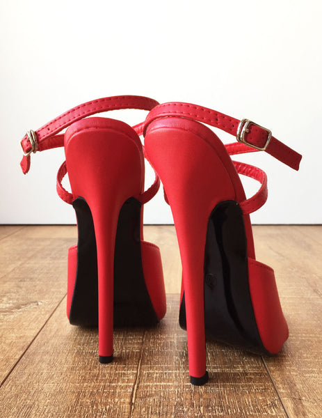 RTBU SALMA Wrap Strap Sandals Mistress Stiletto Heel Fetish Slipper Red Matte
