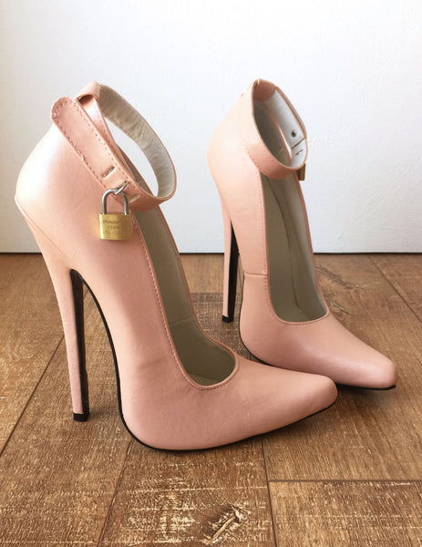 RTBU KAJA Lockable Brass Padlock Wrap Strap Fetish 18cm Stiletto Pump Mistress