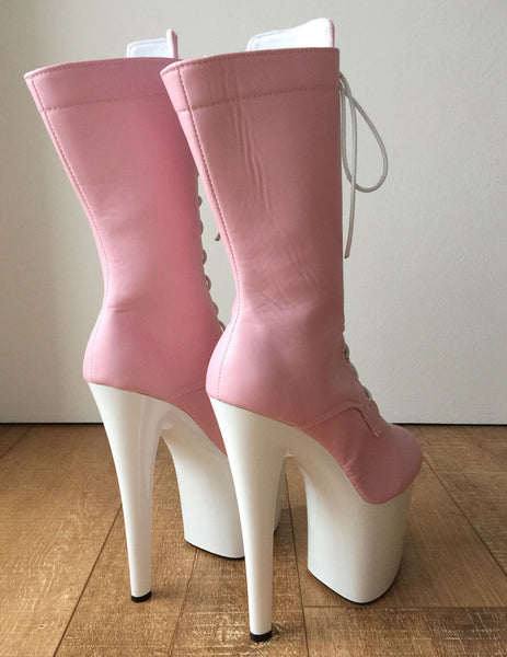 RTBU ZOE 20cm Platform Calf Lace Up Boot Cosplay Kawaii Decora Pastel Baby Pink