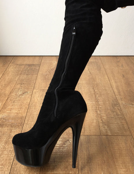 RTBU IAN 15cm Platform Suede-Like Skinny Slim Fit Shaft Runway 80cm Crotch