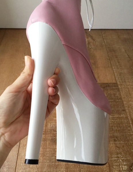 RTBU ZOE 20cm Platform Calf Lace Up Boot Cosplay Kawaii Decora Pastel Baby Pink