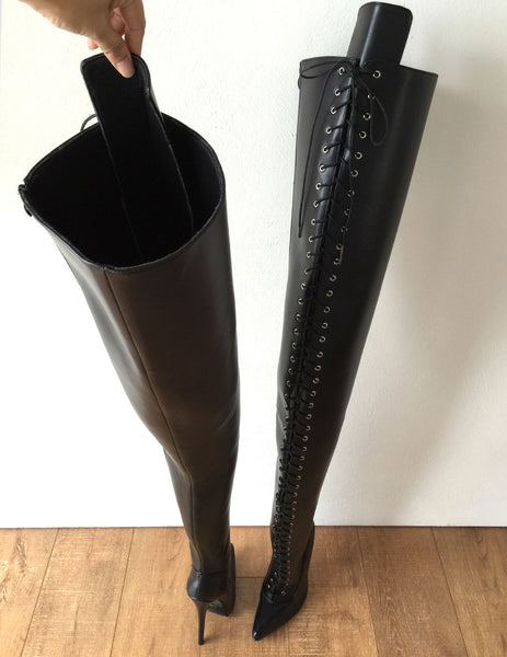 RTBU 95CM Hard Shaft Crotch Hi Laceup 18cm Stiletto Boots Personalized Shaft