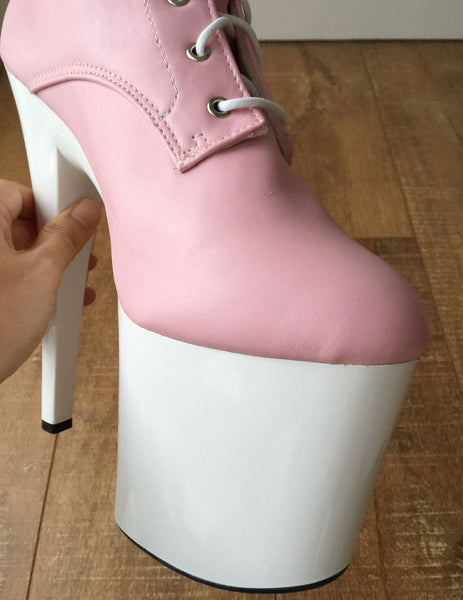 RTBU ZOE 20cm Platform Calf Lace Up Boot Cosplay Kawaii Decora Pastel Baby Pink