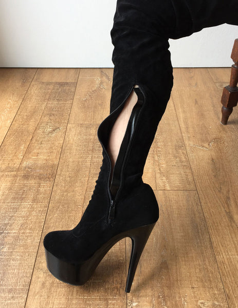 RTBU IAN 15cm Platform Suede-Like Skinny Slim Fit Shaft Runway 80cm Crotch