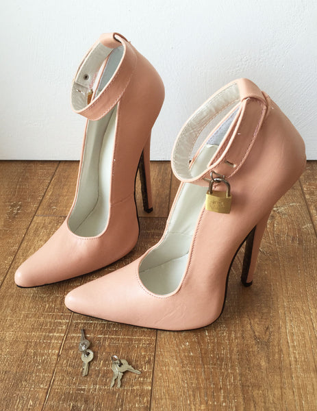 RTBU KAJA Lockable Brass Padlock Wrap Strap Fetish 18cm Stiletto Pump Mistress