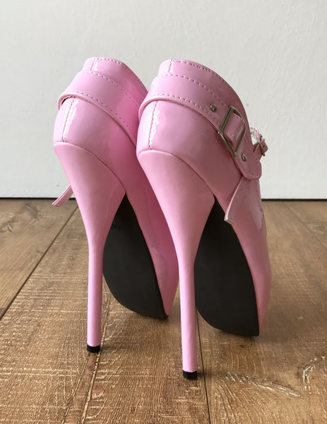 RTBU BALLET I Baby Pink Patent Strap Buckle Burlesque Mary Janes Fetish Pump