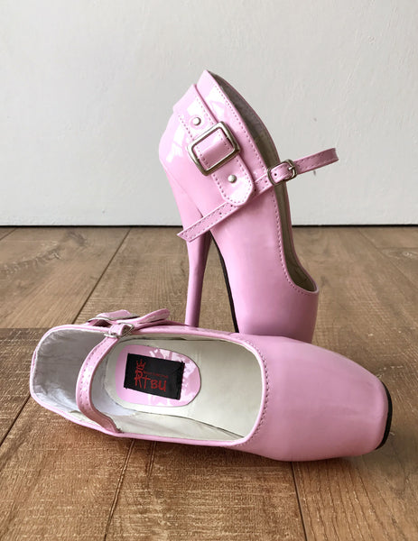 RTBU BALLET I Baby Pink Patent Strap Buckle Burlesque Mary Janes Fetish Pump