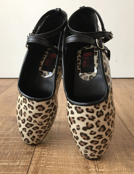 RTBU DANCE Leopard Patent Trim Burlesque 2 strap Mary Janes Fetish Ballet Pump